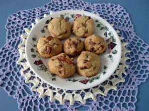 A plate of honey nut cookies.